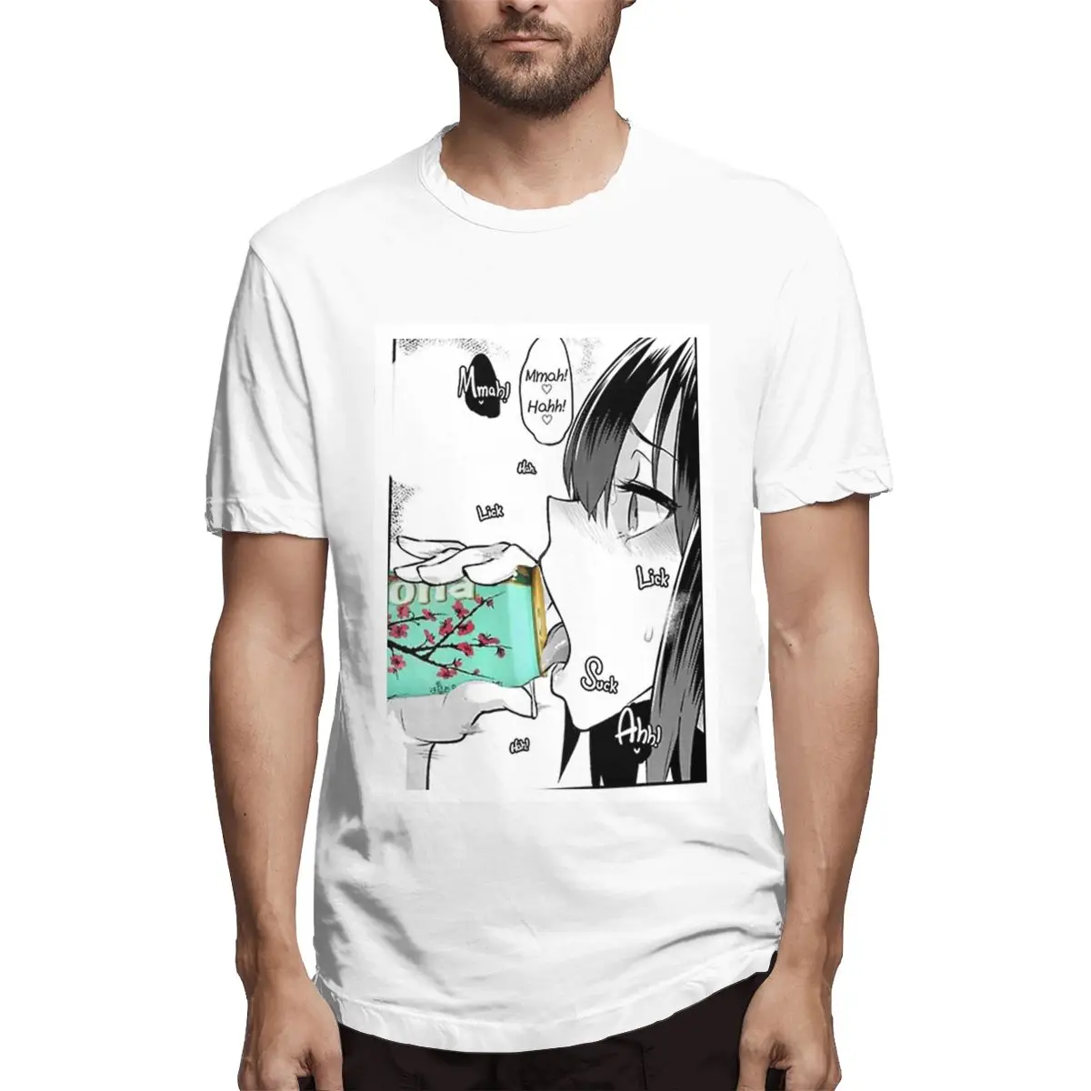 Camiseta de manga corta para hombre, de cuello redondo Camisa de algodón, Saki, Yoshida, Drinking, Miami Tea Premium, Hentai, Anime japonés, novedad de 2021