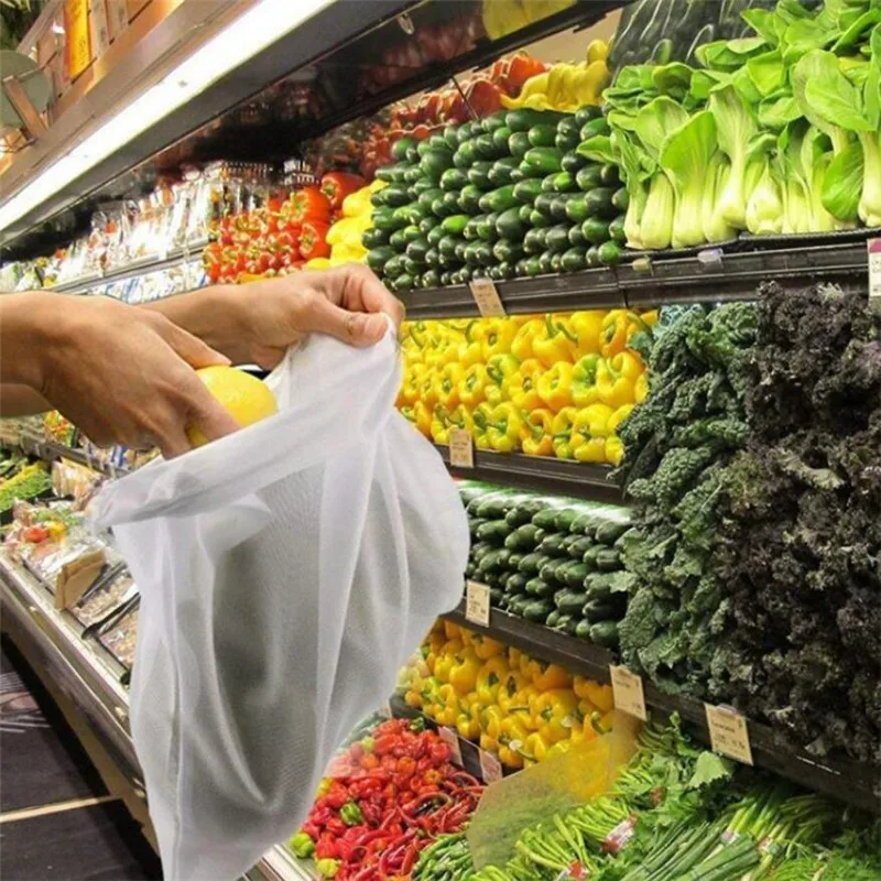 

Reusable Rope Mesh Produce Bags Shopping Washable Bags Grocery Totes Storage Fruit Vegetable Toys Sundries Organizer Storage