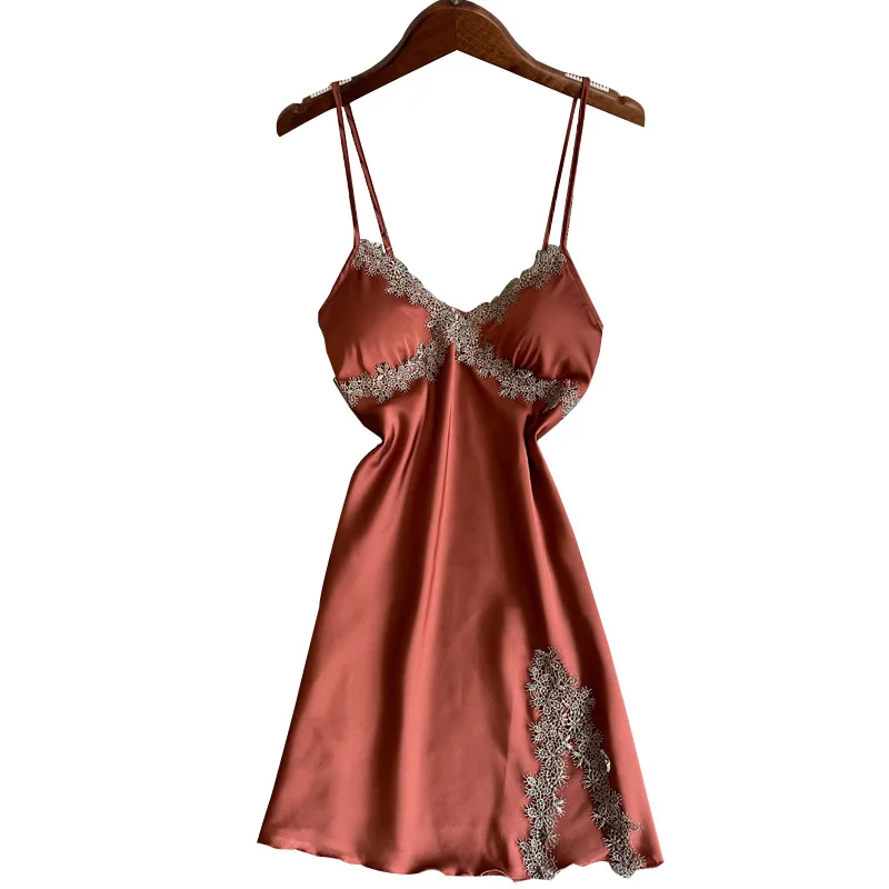 

Sexy Satin Sleepwear Women Sleep&Lounge Silk Robes Nightgowns Female Lace Strap Nightdress Pyjama Winter Bathrobe Home Suit Hot
