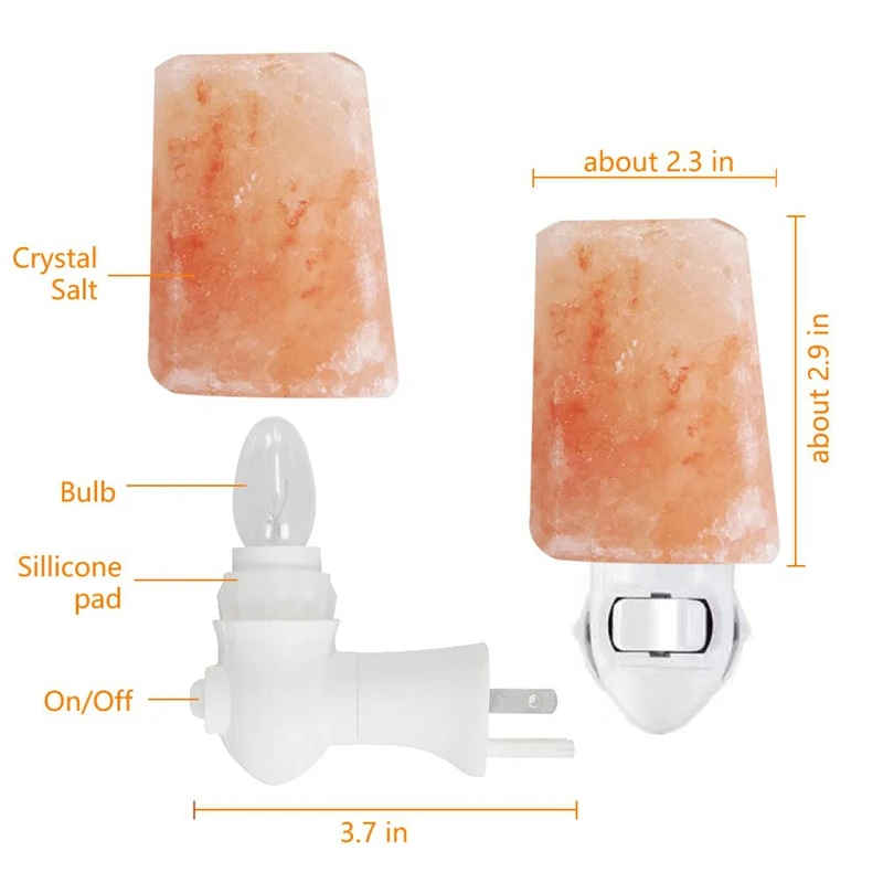 Гималайская соляная лампа Ночной светильник 2 дополнительных лампы розовая