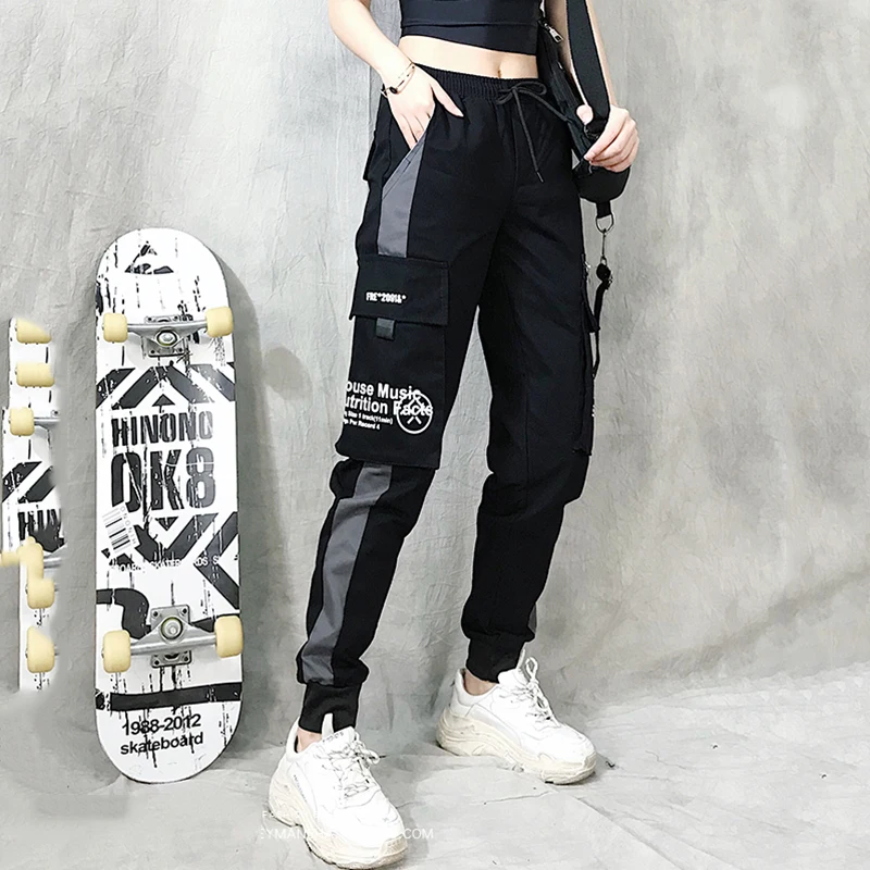 

Female Hip Hop High Waist Harem Pants Women Cool Print Pants Streetwear Trouser Autumn Womens Jogger Cargo Pants