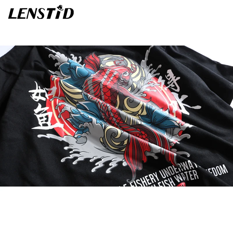 Мужская футболка в стиле Харадзюку LENSTID летняя уличная хип-хоп с принтом Красной