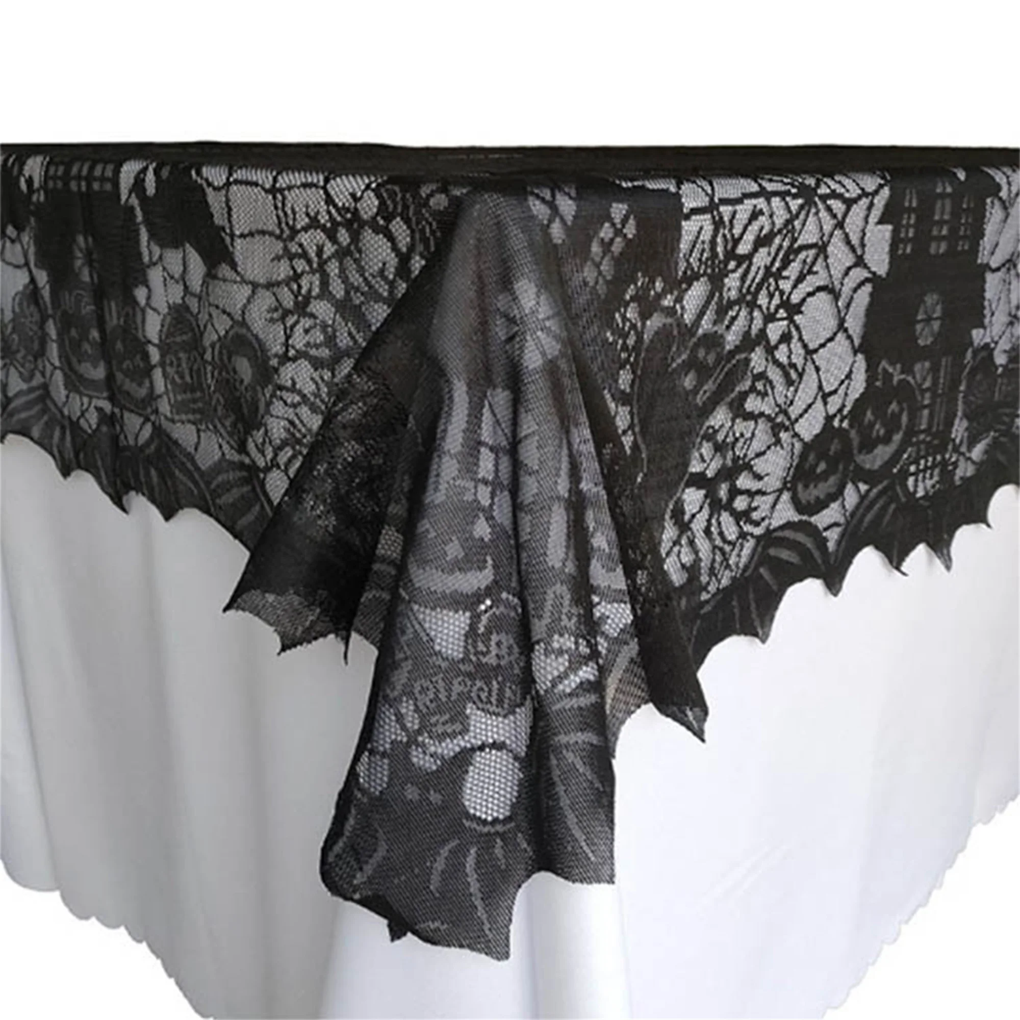 

Halloween Spider Web Tablecloth Placemat Halloween Ornaments for Home Restaurant, Black Halloween Spider lace Table Runner