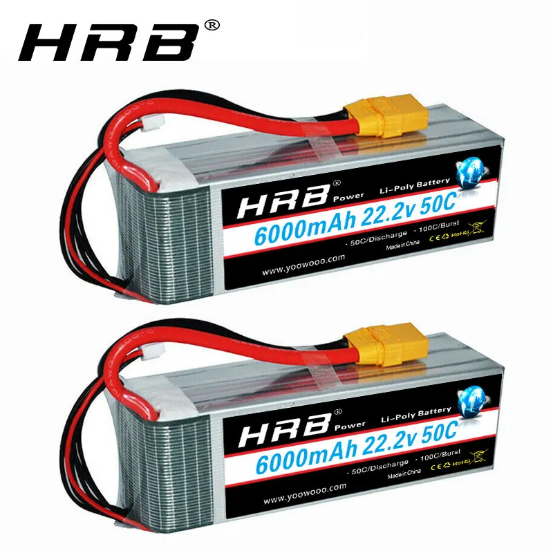 2pc HRB 6S 22,2 V 6000mah Lipo батарея 50C RC части с разъемом XT90 T разъем для 700 800 RC грузовой вертолет Самолет RC автомобиль Лодка - Цвет: 2pc