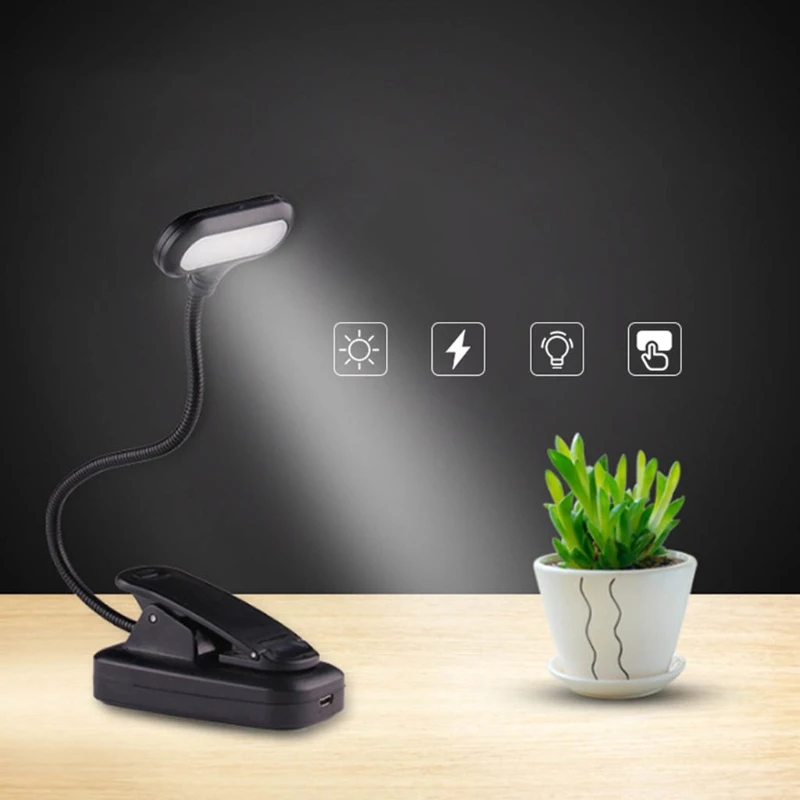 

Перезаряжаемый светильник для чтения в кроватке, защита глаз, светодиодный светильник с зажимом, светильник для книги, светильник для чтени...