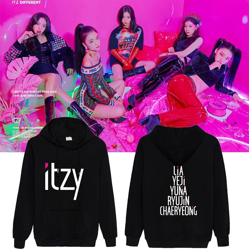 Новая корейская мода Kpop ITZY YUNA RYUJIN CHAERYEONG LIA YEJI толстовка с капюшоном длинным