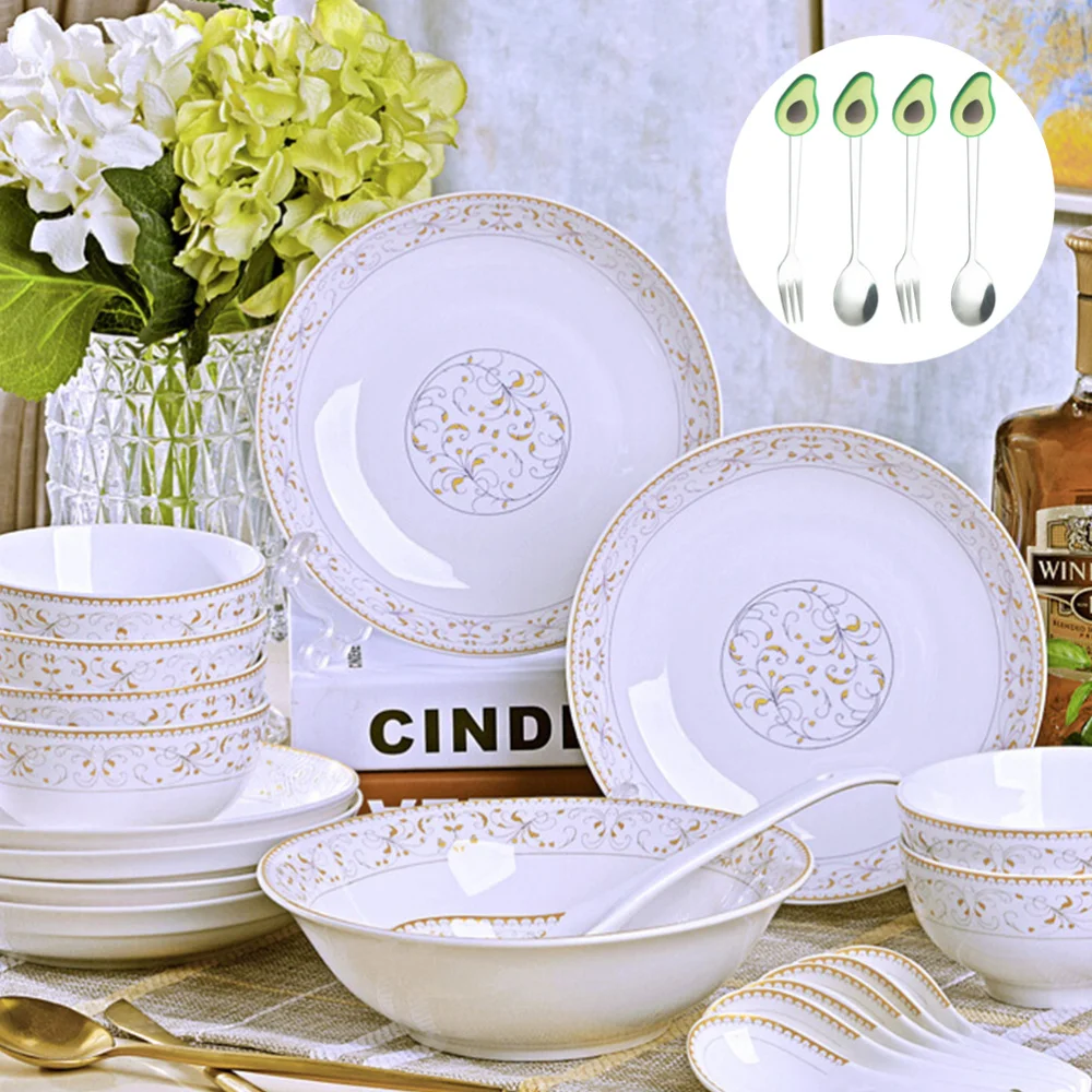 4 шт. Нержавеющая сталь столовая ложка вилка прекрасная еда инструменты с