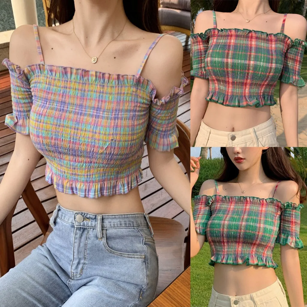 Женский сексуальный укороченный топ в стиле ретро с цветочным принтом короткий