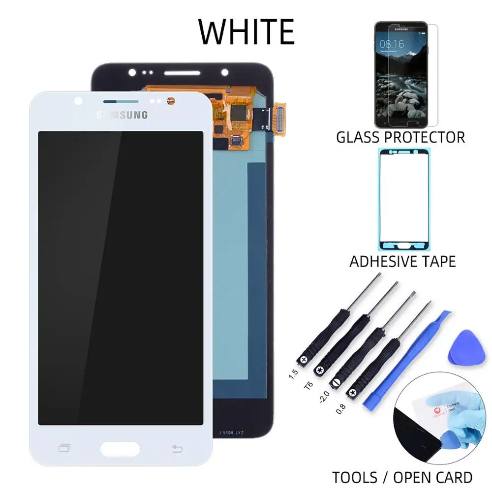 White No Frame AMOLED Дисплей для SAMSUNG Galaxy J5 LCD в сборе с тачскрином 5.2'' J510F J510 J510FN J510M - Цвет: White No Frame