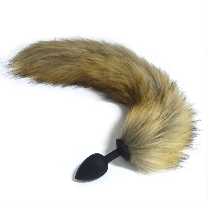 Секс-товары Черный Цвет Лисий хвост силиконовая Анальная пробка взрослые