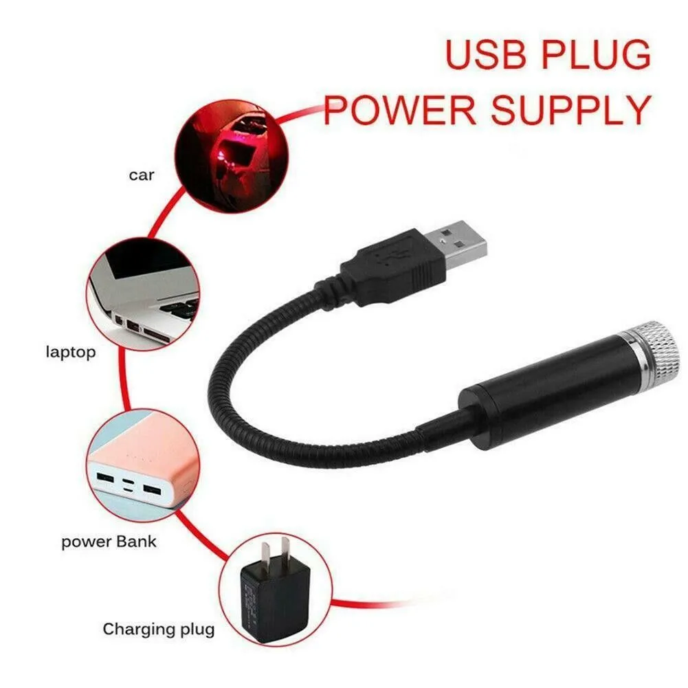 

4 In 1 USB Car Atmosphere Light Starry Projector LED Interior Ambient Home Vehicle USB Star Lights Pattern Lens