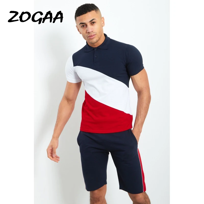 

ZOGAA Sets Men New Summer Men's Striped Stitching Hip-hop Sports Fitness Clothes Suit Tracksuit Large Size Hot Sale Fashion Chic
