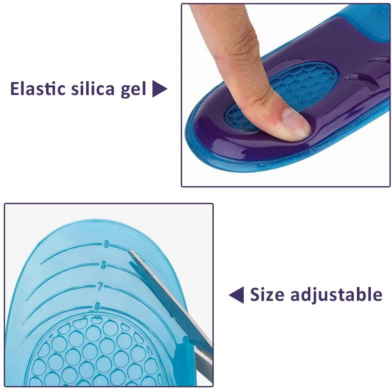 1 pair Orthotic Arch Support  and Foot Pain Massaging Silicone Gel Soft Sport Shoe Insole Pad For Man Women insoles Anti-Shock