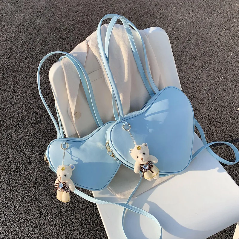 Модные корейские женские сумки на плечо мини милый медведь подвеска женская