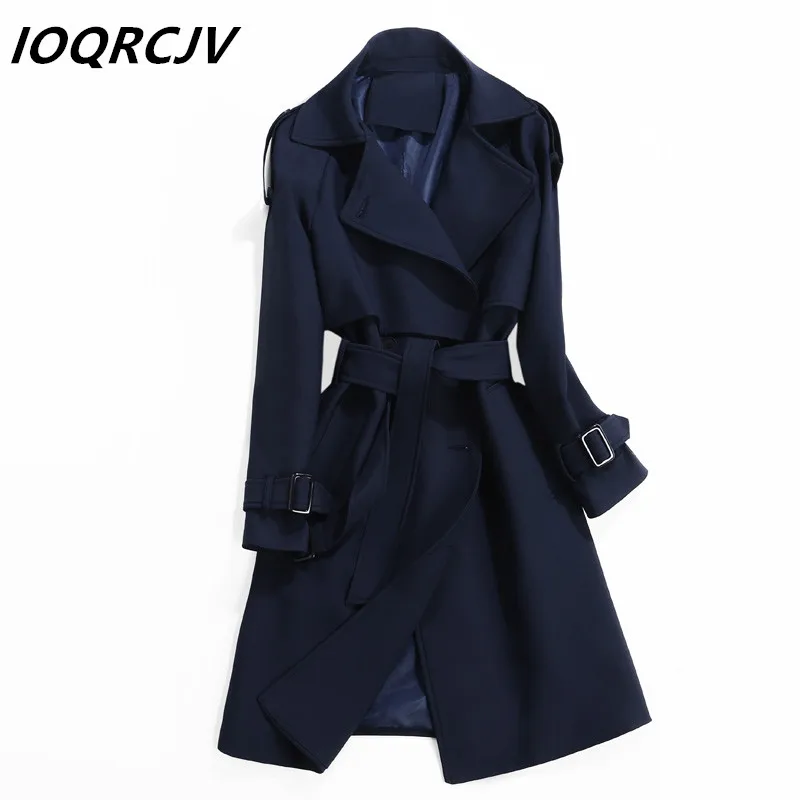 

Women Trench Coat Tide Spring Autumn Fashion Casual Slim Long Sleeves Classic Double-Breasted Long Windbreaker Female Outwear