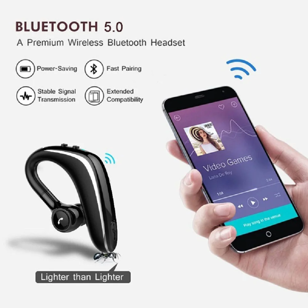 Беспроводные bluetooth-наушники, стереогарнитура, 170 мА/ч, одна гарнитура с микрофоном, деловые bluetooth-наушники для вождения