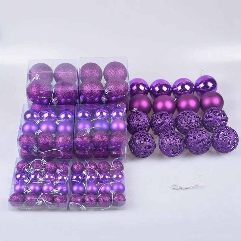 

200Pcs Christmas Ball Box Set Available Holiday Christmas Tree Ornament Decorations Christmas Decorations Pink & Purple