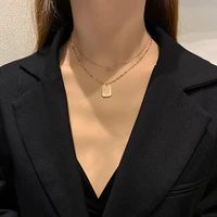 new temperament retro titanium steel necklace female minority design sense double letter pendant collarbone chain pendant
