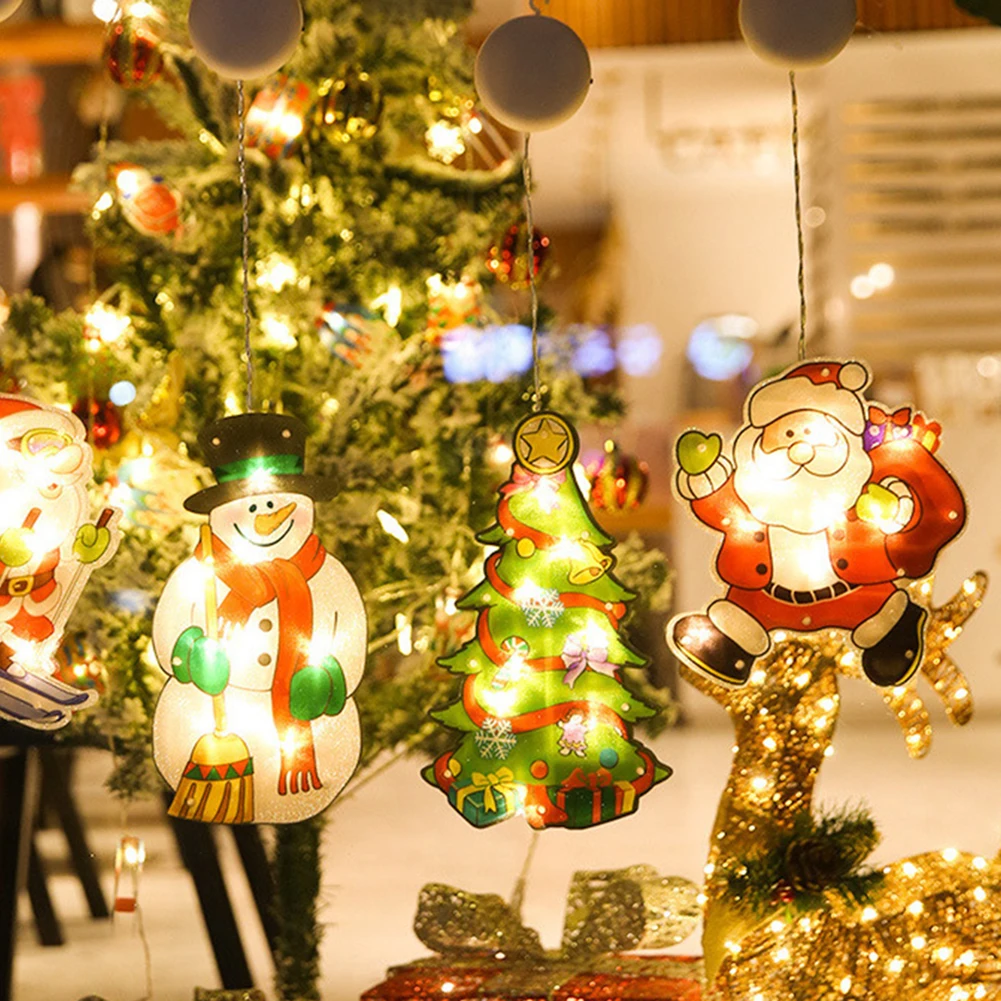 

Christmas Window Hanging Light Durable With Suction Cup Battery Powered Santa Claus Party Light Decoration For Window Xmas Tree