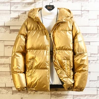 parka outwear down padded coats womens down jacket winter glossy silverblackgoldblue plus size hooded female 2021