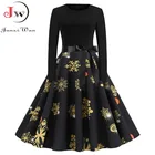 Сарафан женский осенне-зимний с длинным рукавом, высокой талией и принтом