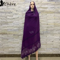 2020 african women chiffon hijabscarf solid color embroidered scarf shawlscarf shawls bandanas wholesale 210110cm be85
