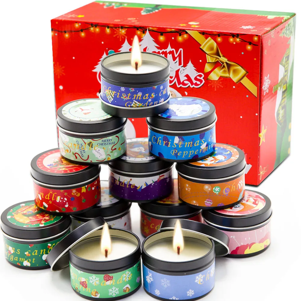Натуральный соевый воск набор Ароматических Свечей 12 шт. Рождественские