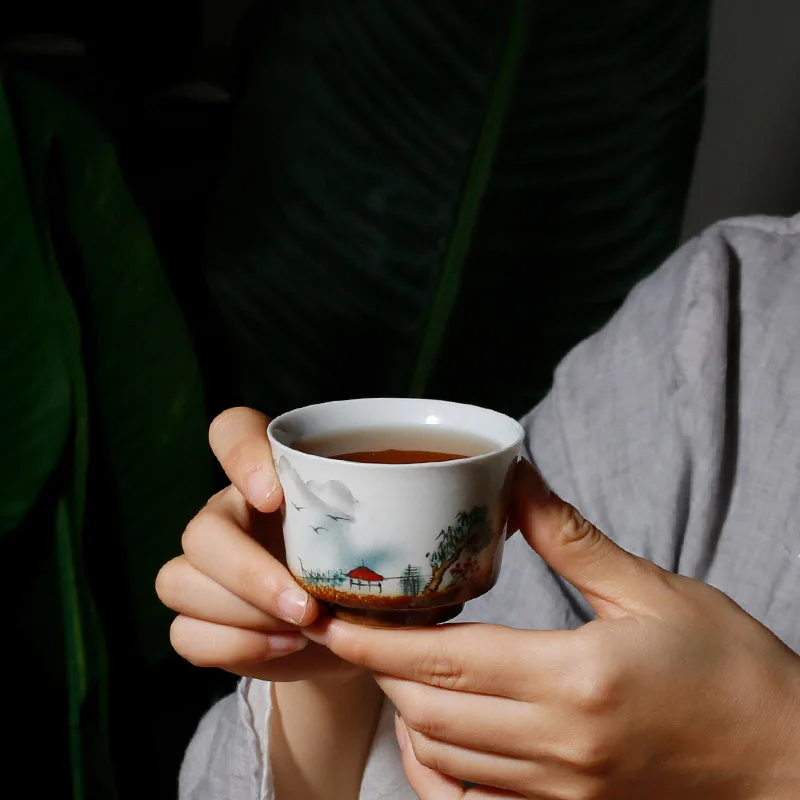 

YeFine Hand-Painted Kiln Changed Ceramic Master Cup Retro Tea Cup