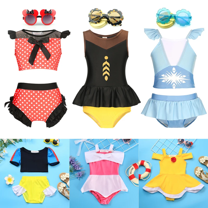 

Baby Girls Minnie Swimsuit Elsa Anna Children Swimwear Cinderella Mermaid Toddler Swimming Costume Jasmine Kids BeachWear 1~8Y