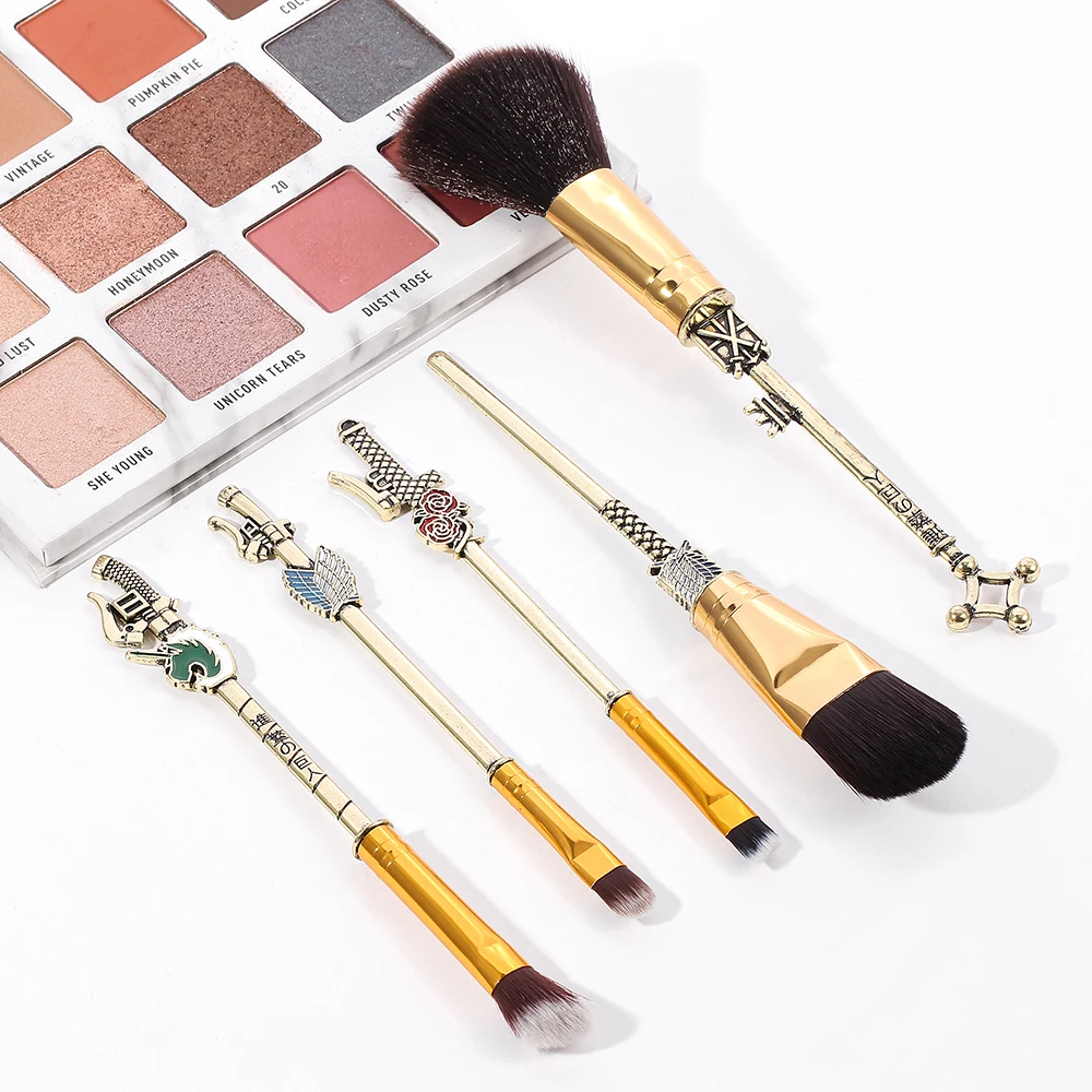 Japan Anime Attack on Titan Makeup Brushes Set Professional Cosmetic Powder Eye Shadow Eyebrow Beauty Make Up Brush Metal Handle | Красота и