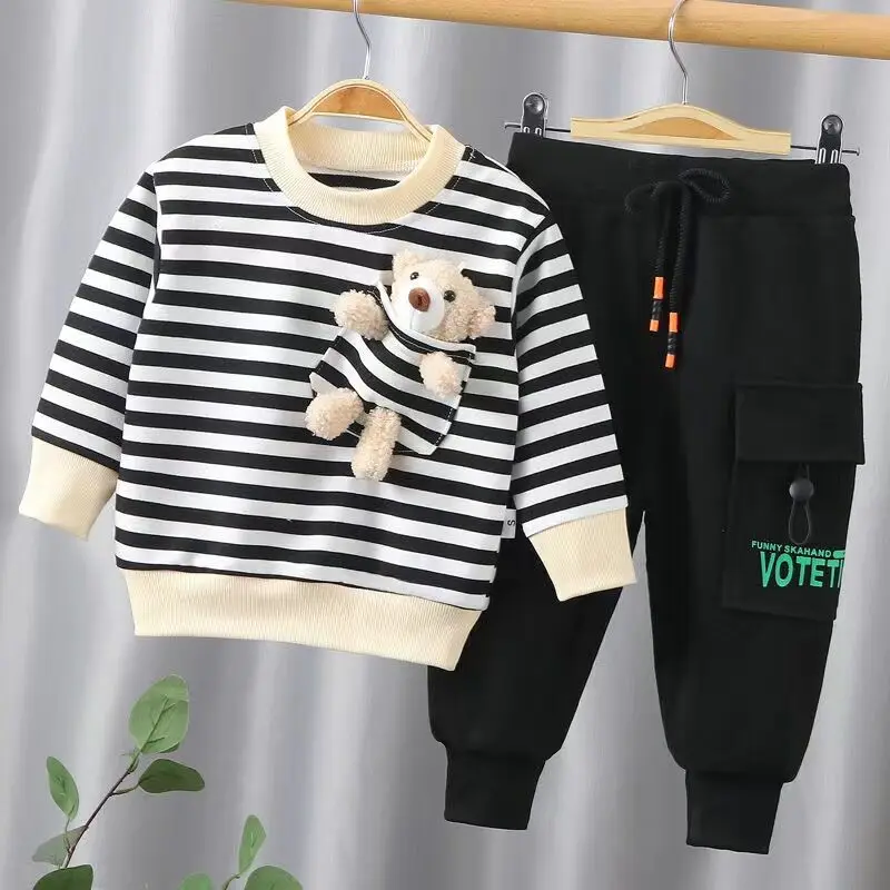 

2021 New Baby Boy Clothes Set Kids Tracksuit Spring Children Clothes Boys Casual Cartoons Bear Sweatshirt Pants Sports Suit