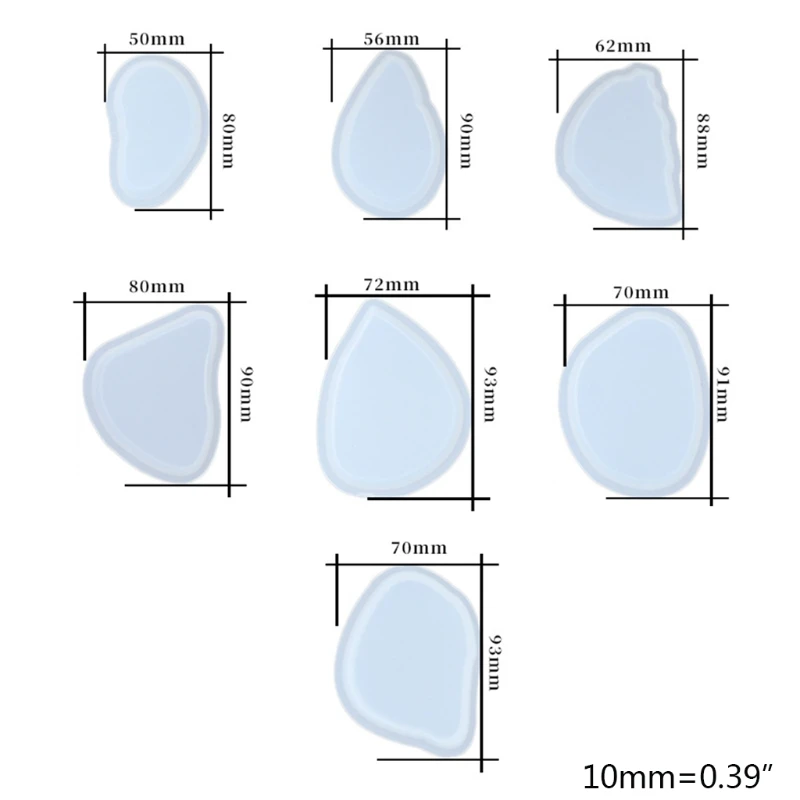 

7 Pcs Crystal Epoxy Resin Mold Hanging Tag Listed Pendant Mirror Silicone Mould K3KF