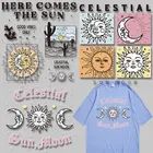 Переводные термонаклейки Sun and Moon, моющиеся нашивки для детской одежды, куртки, наклейки на одежду, термопечать