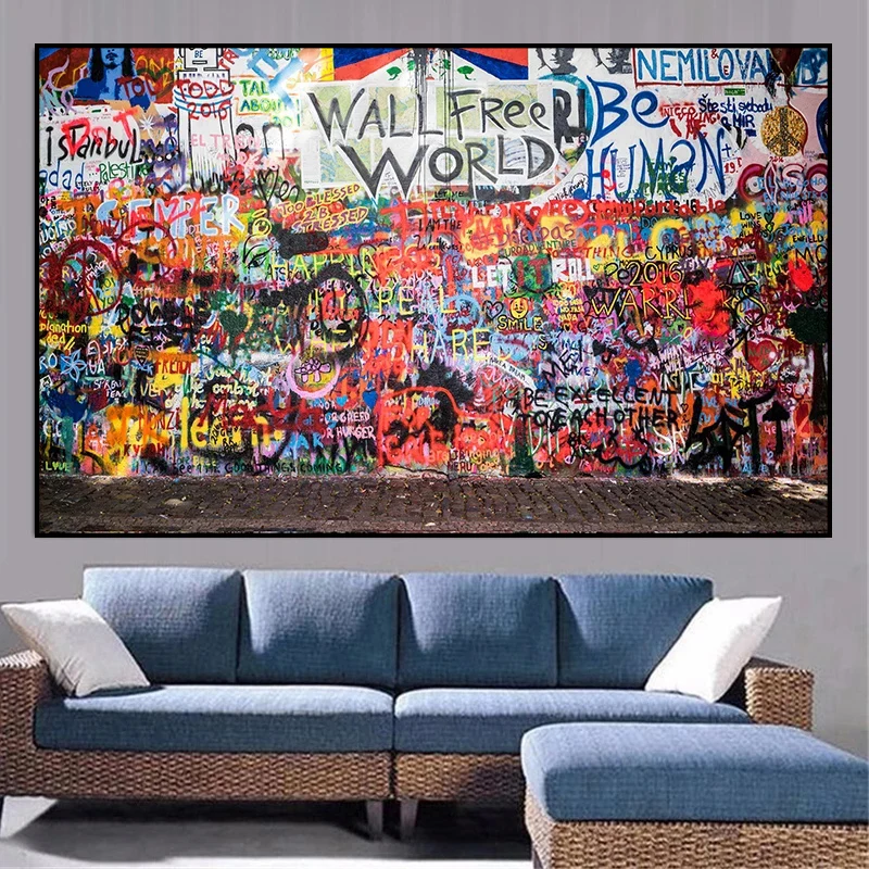 

Street Pop Graffiti Art Canvas Painting Colourful Posters and Prints Cuadros Street Wall Art picture For Living Room Home Decor