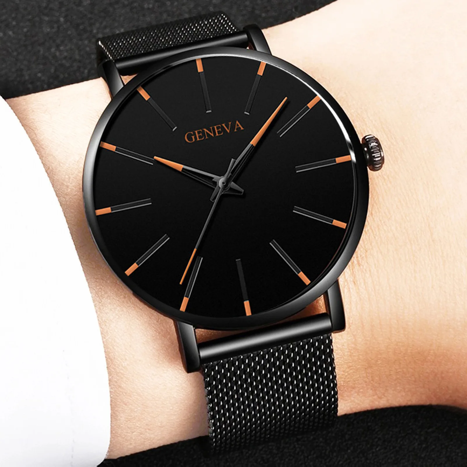 

Luxury Fashion Men watch ultra-thin mesh Band Watch men Business casual Simple Quartz clock Analog Wristwatch Stainless Steel