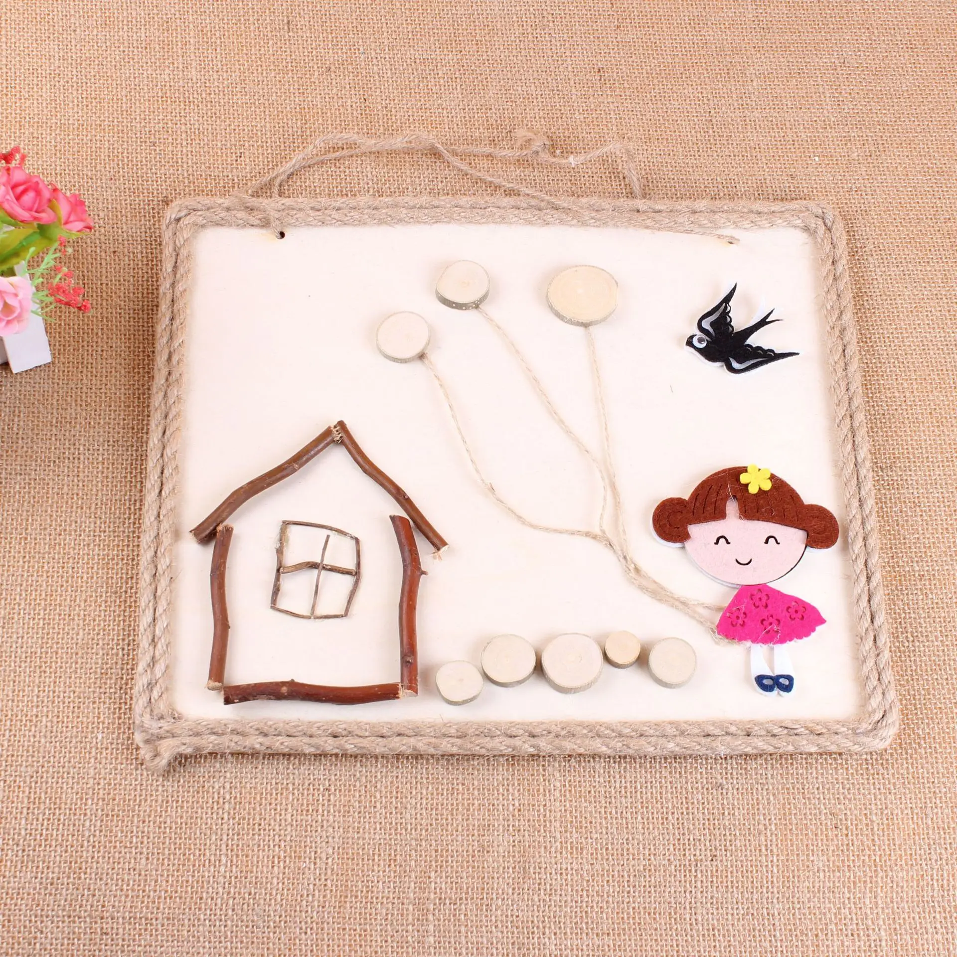

Children's Handmade DIY Material Package Kindergarten Manual Toys For Kids Material+Bottom Plate Rural Style Stickers ZL910