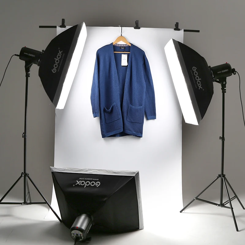 

Godox E250 Strobe Studio Flash Light Kit 750W Photographic Lighting - Strobes, Light Stands, Triggers, Soft Box,Boom Arm