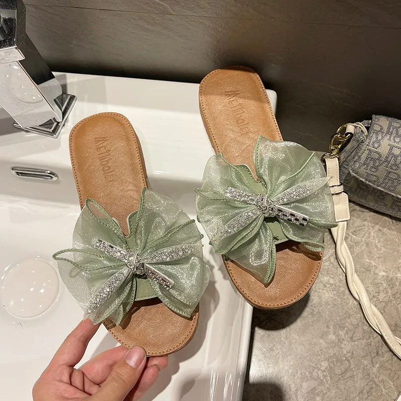 

2021 Hot Women Flat Slippers Ladies Slip On PU Leather Beach Shoes Woman Summer Casual Pleated Slipper Female Fashion Footwear