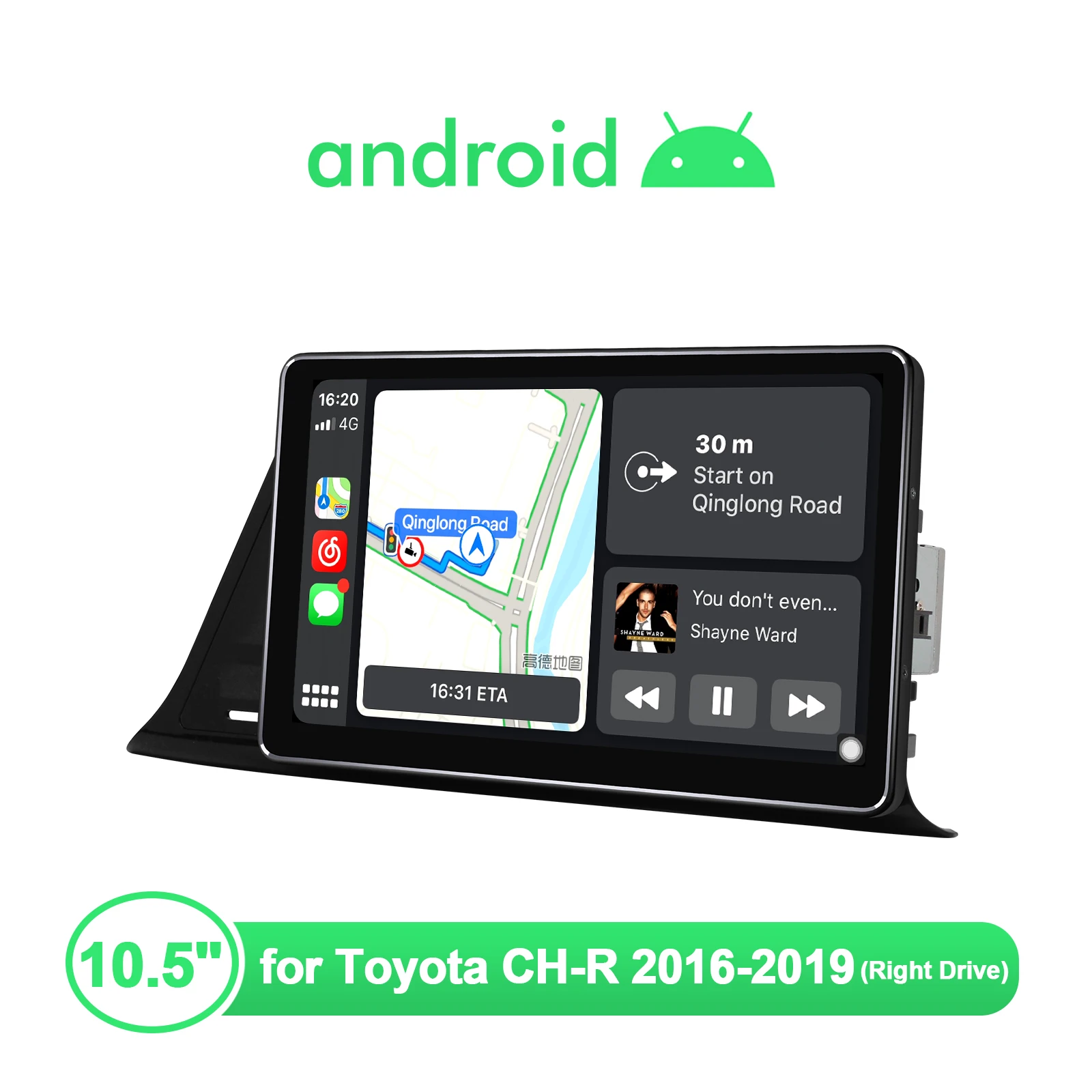 저렴한 멀티미디어 헤드 유닛 10.5 인치 안드로이드 자동차 라디오 스테레오 Toyota C-HR CH-R CHR 2016 2019 오른쪽 드라이브 무선 Carplay 와이파이 4G