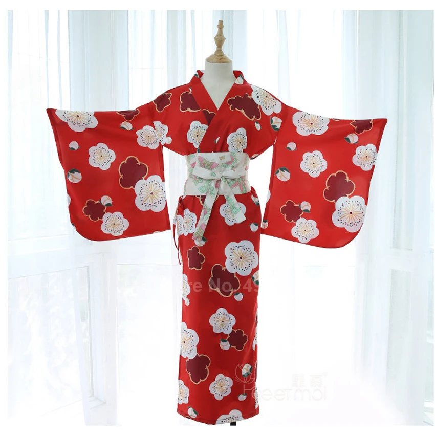 

Floral Traditional Japanese Kimono Dress for Women Female Soft Comfort Sleepwear V-neck Sexy Robe Female Oriental Yukata Pajamas