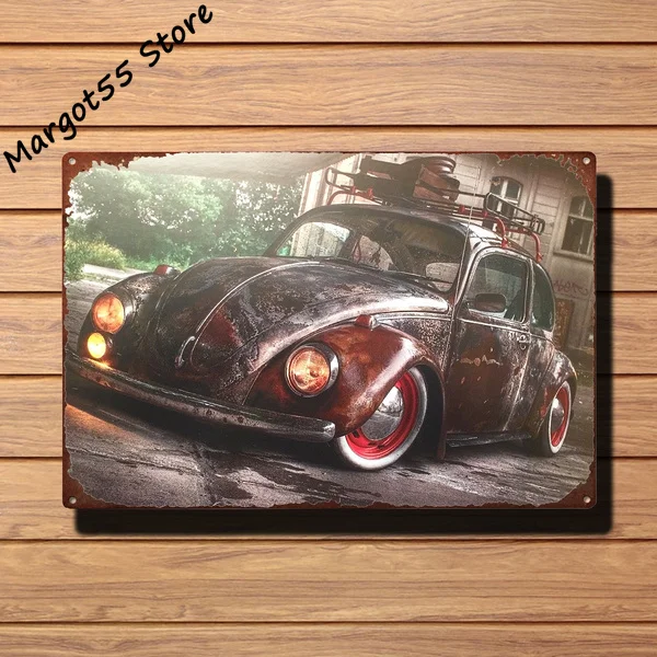 Металлическая жестяная винтажная вывеска VW Beetle Ретро винтажный для бара клуба