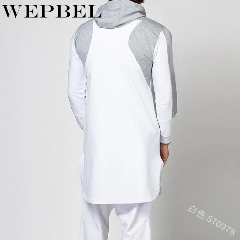 

WEPBEL Men's Hoodies Patchwork Muslim Arabic Autumn Zipper Long Sleeve Hooded Long Sweatshirt Fitness Pullover Tops Streetwear