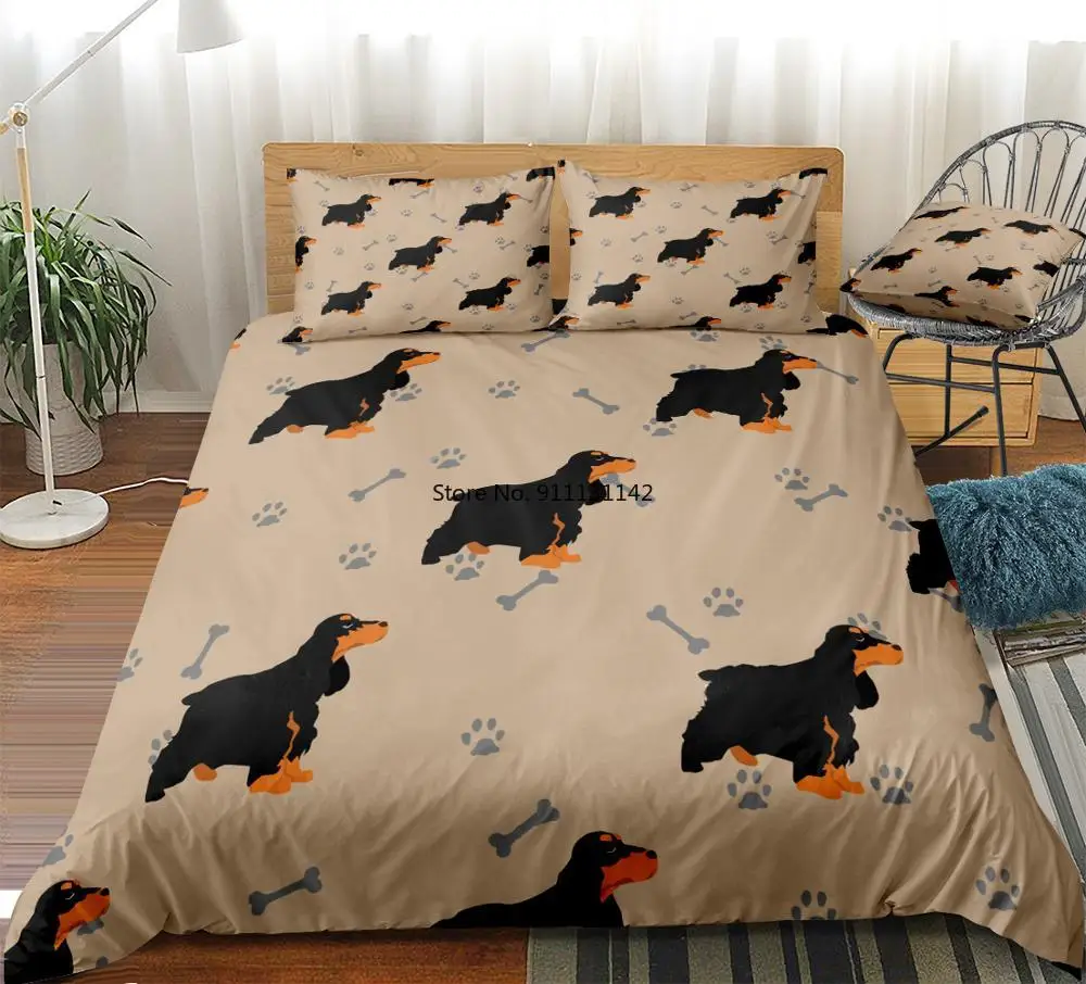 

Dogs Duvet Cover Set Cocker Spaniel Dogs Bedding Kids Boys Girls Cartoon Pet Quilt Cover Brown Queen Home Textiles King Dropship