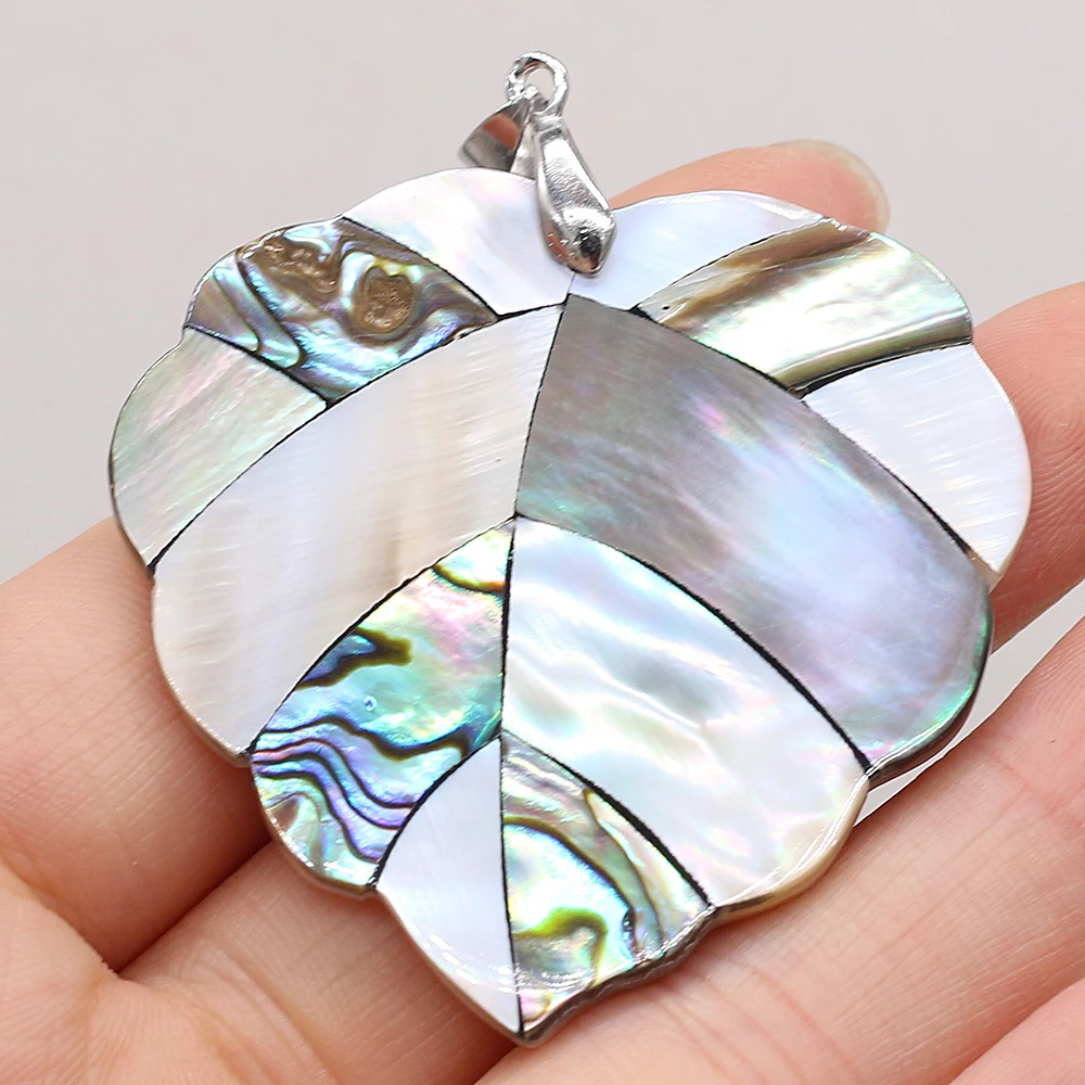 

1pcs High Quality Natural Leaves Shape Black Abalone Shell Pendant for Earring Necklace Jewelry Making Women Gift Size 50x50mm