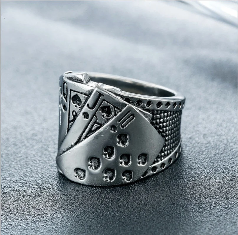 

Fashion Gothic Retro Style Magician Playing Card Shape Men's Ring Anniversary Birthday Gift Exquisite Jewelry Ring Wholesale