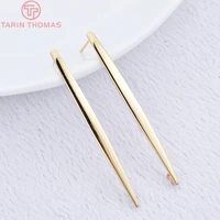 19496pcs 52x3 5mm 24k gold color plated brass long line smooth stud earrings high quality diy jewelry making findings
