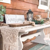 boho style long macrame table runner wedding party table decor vintage farmhouse and bohemian dining room decoration