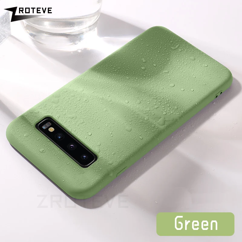 Зеленый ZROTEVE Жидкая силиконовая крышка для samsung Galaxy S10 S9 S8 Plus Note 10 9 8 чехол КРЫШКА ДЛЯ Smausng A10 A20 A30 A40 A50 A70 чехол s - Цвет: Зеленый