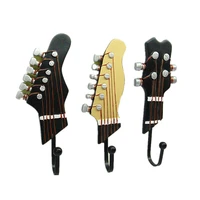 3pcs vintage guitar shaped decorative hooks rack hangers for hanging clothes coats towel key hat metal resin hooks wall mount