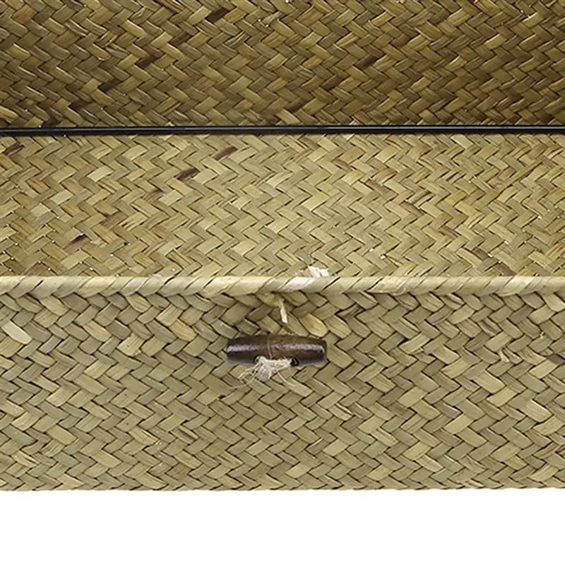 New Seaweed Woven Basket Straw Storage Hand With Lid Debris Desktop Box Handwoven S M L | Дом и сад